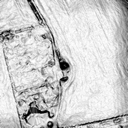 Lidar local relief showing a round barrow as a distinct circular mound in open field
