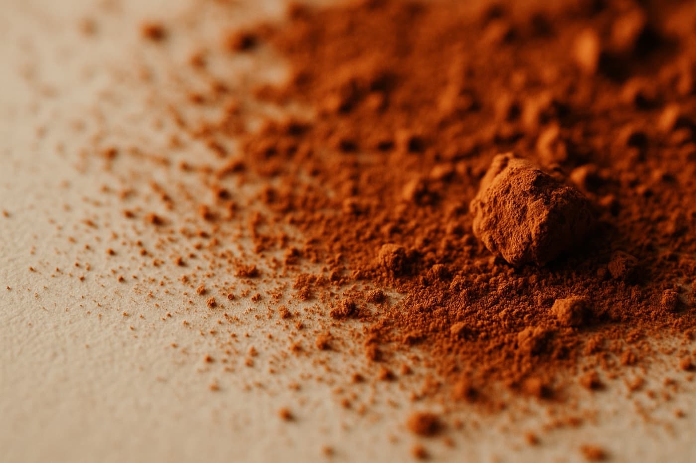 Macro photograph of a dry ochre mineral surface, cracked and finely textured